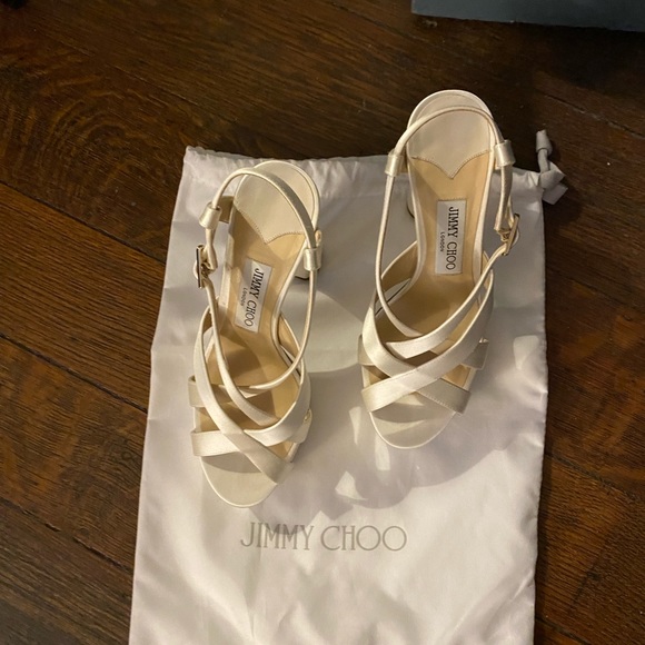 Jimmy Choo Satin Block Heels - Picture 2 of 7